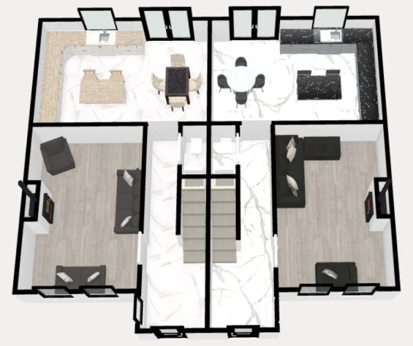 Ground Floor 3D Plan - No Mat